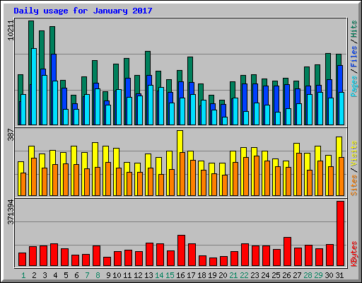 Daily usage for January 2017