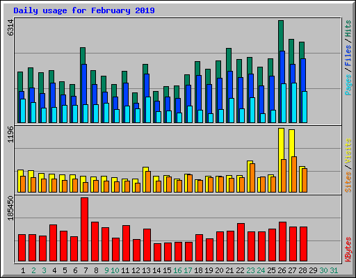 Daily usage for February 2019