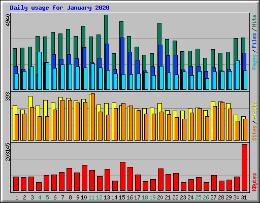 Daily usage for January 2020