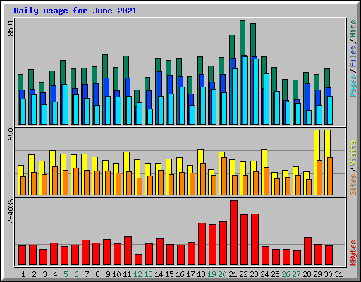 Daily usage for June 2021