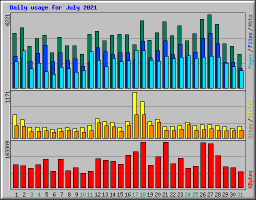 Daily usage for July 2021
