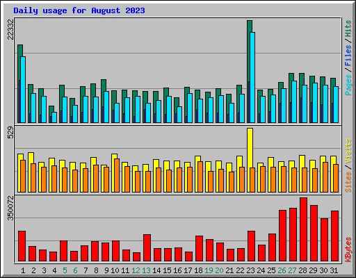 Daily usage for August 2023