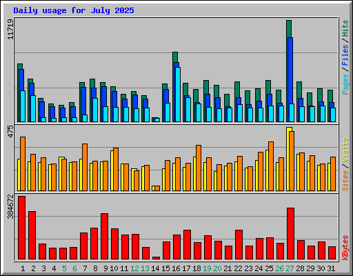 Daily usage for July 2025