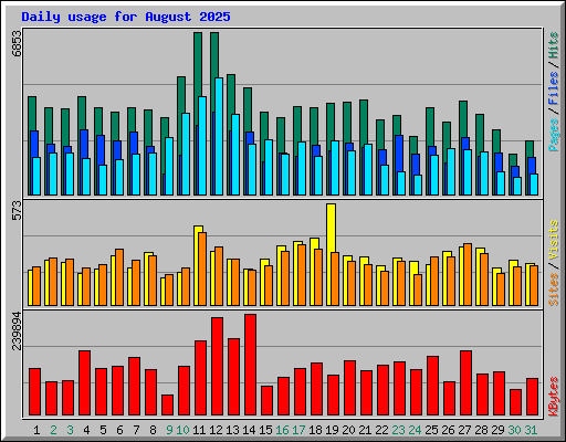 Daily usage for August 2025