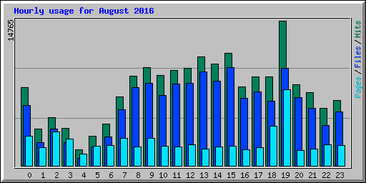 Hourly usage for August 2016